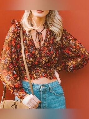 NWT FREE PEOPLE TWYLA FLORAL TOP SMALL